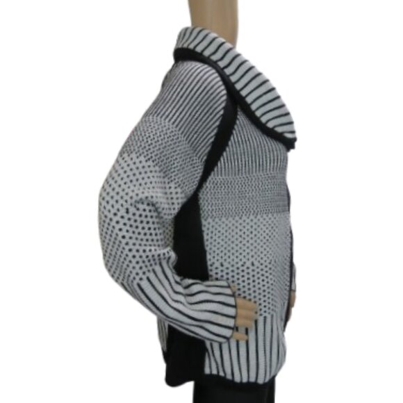 Alison Sheri Zippered Patchwork Sweater Jacket - Picture 3 of 5